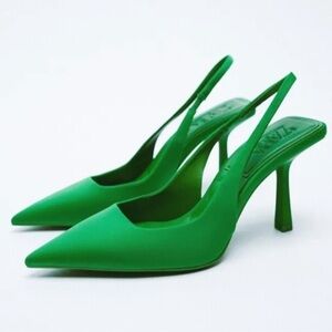 Zara Green Slingback Heels